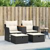 vidaXL Garden Sofa Black PE Rattan Standard Adjustable Feet