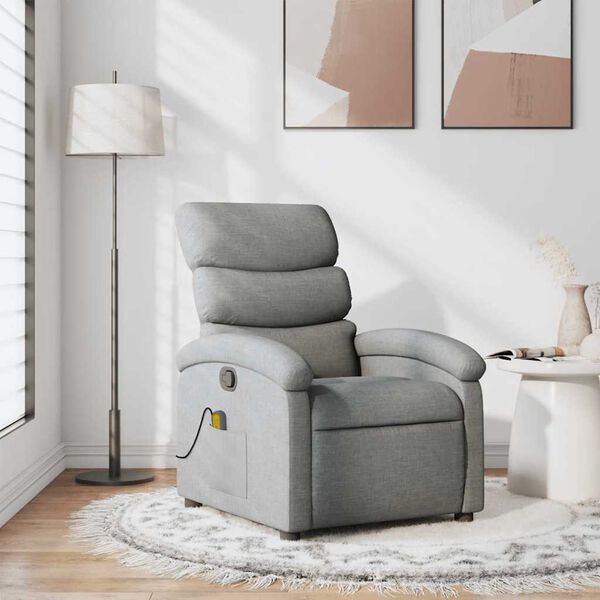 vidaXL Massage Recliner Chair Light Grey