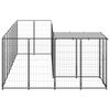 vidaXL Dog Kennel Black and silver grey Powder-coated steel and polyethylene