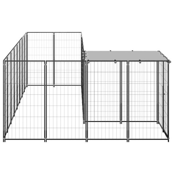 vidaXL Dog Kennel Black and silver grey Powder-coated steel and polyethylene