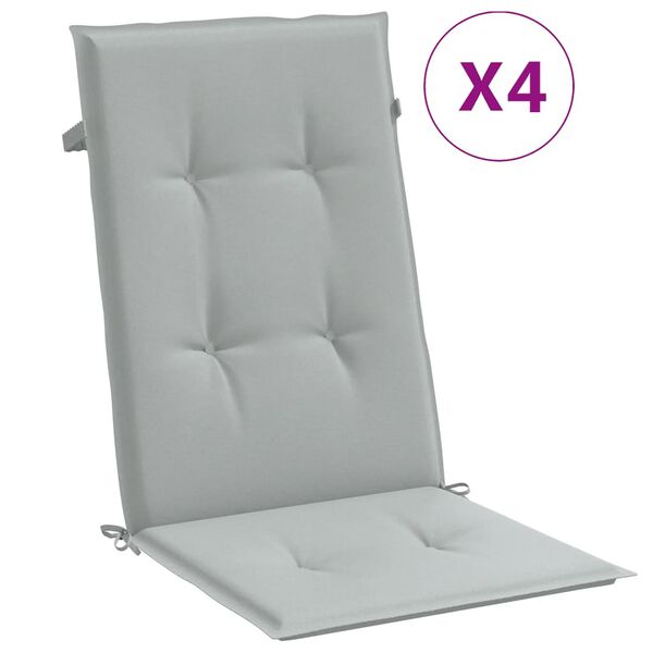 vidaXL Highback Chair Cushion Set of 4 Melange light grey 100% polyester