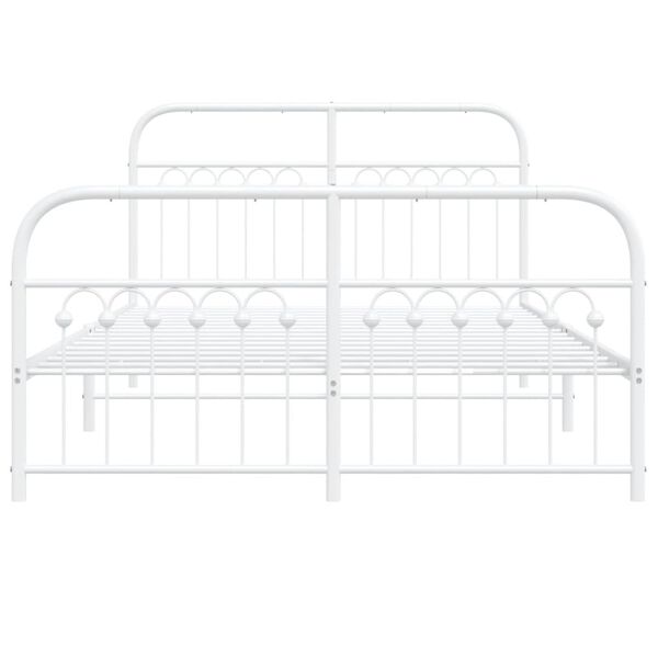 vidaXL Bed Frame White Steel Double Bed Bed Frame Rectangular
