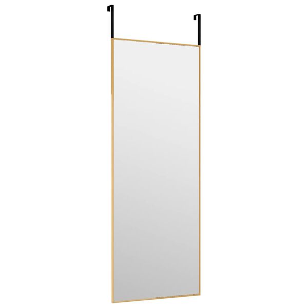 vidaXL Door Mirror Gold Aluminum, Glass Medium Door Mirror Rectangular