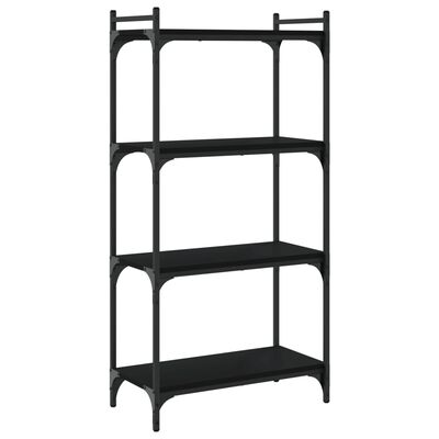 vidaXL Bookcase 4-Tier Black 23.6"x11.8"x47.2" Engineered Wood
