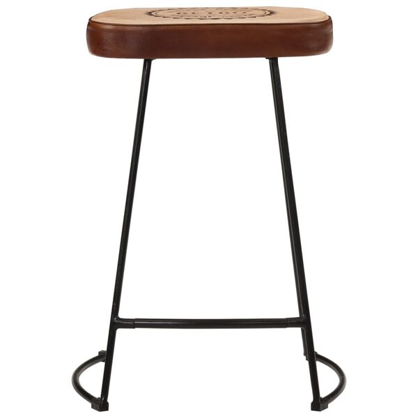 vidaXL Bar Stool Set of 2 Dark Brown Metal Medium Industrial