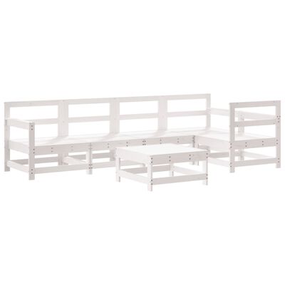 vidaXL 6 Piece Patio Lounge Set with Cushions White Solid Wood