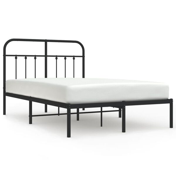 vidaXL Bed Frame Black Powder-Coated Steel 47.2 x 78.7 in Bed Frame