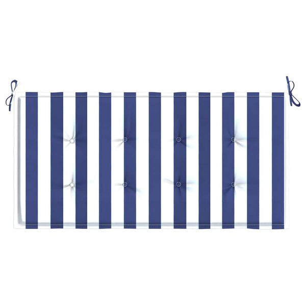 vidaXL Patio Bench Cushion Blue&White Stripe 47.2x19.7x1.6" Oxford Fabric