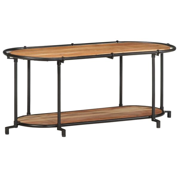 vidaXL TV Cabinet Brown and Black Solid Acacia Wood and Iron