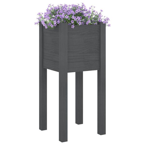 vidaXL Planter Grey Solid Pine Wood Medium Durable Garden Planter