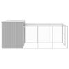 vidaXL Dog House Light Grey Galvanized Steel 84.3 x 180.1 x 71.3 in