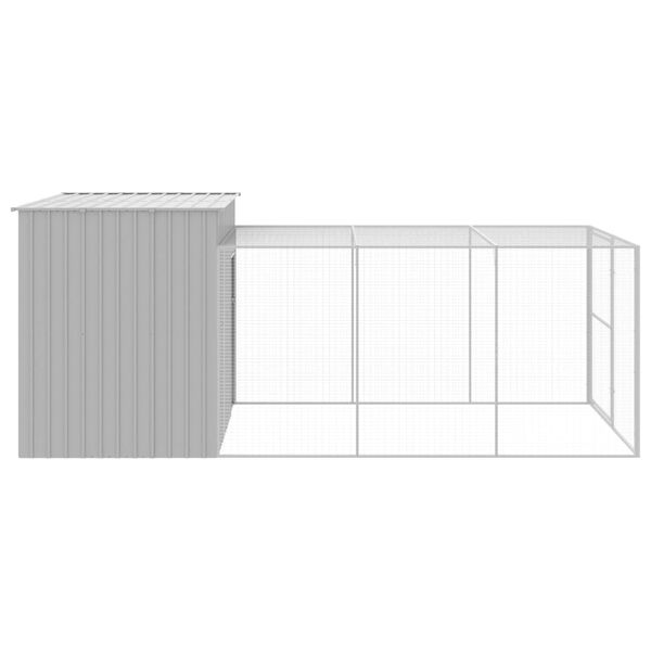 vidaXL Dog House Light Grey Galvanized Steel 84.3 x 180.1 x 71.3 in
