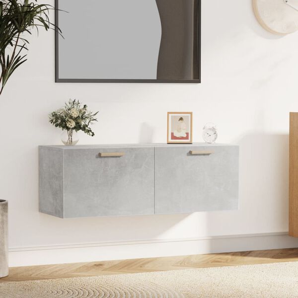 vidaXL Floating Cabinet Concrete grey Engineered wood 39.4 inches wide