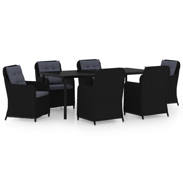 vidaXL Garden Dining Set Black, Dark Grey