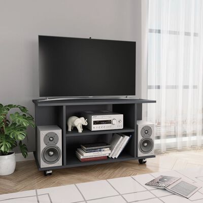 vidaXL TV Cabinet with Castors Gray 31.5"x15.7"x15.7" Engineered Wood