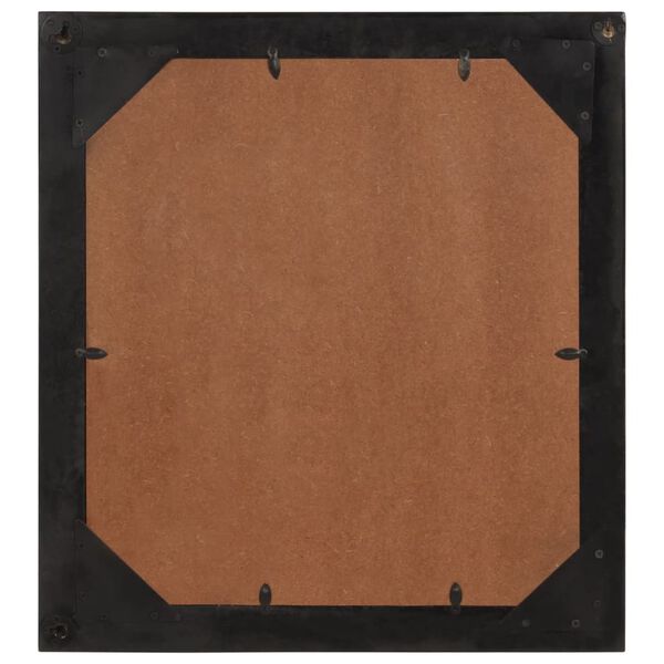 vidaXL Bathroom Mirror Black Glass, Solid Mango Wood Medium Mirror