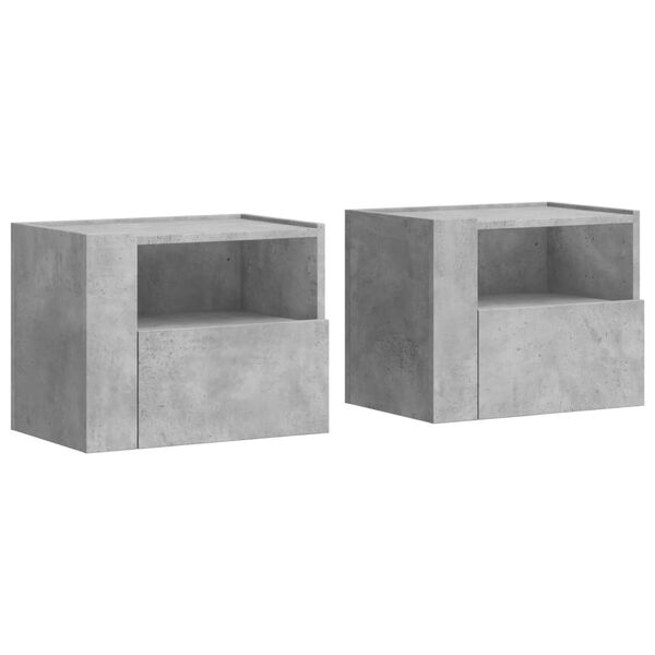 vidaXL Wall-mounted Bedside Cabinet Set of 2 Concrete gray Engineered wood