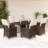 vidaXL 7 Piece Patio Bistro Set with Cushions Brown Poly Rattan