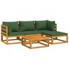 vidaXL Garden Lounge Set Green cushions with natural wood