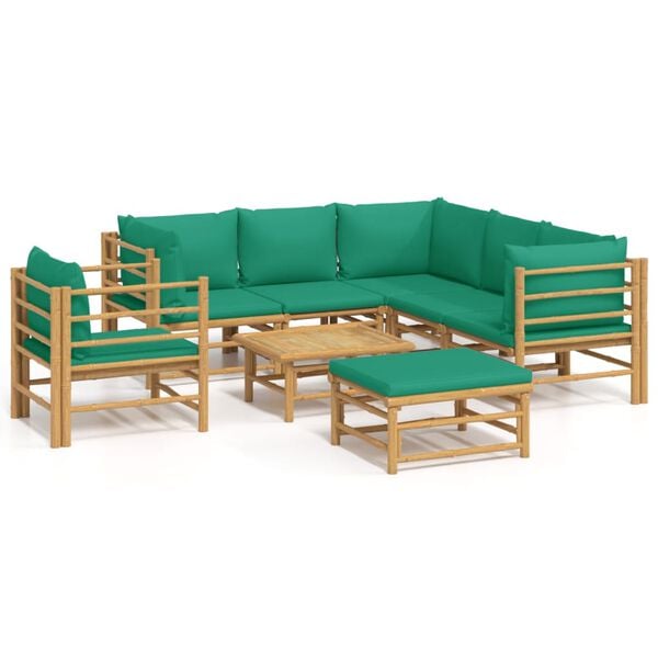 vidaXL Garden Lounge Set Natural Bamboo Modular Garden Lounge Set