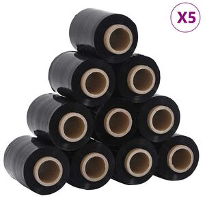 vidaXL Stretch Films 50 pcs Black 23 &micro;m 3.9 " x 492.1 '