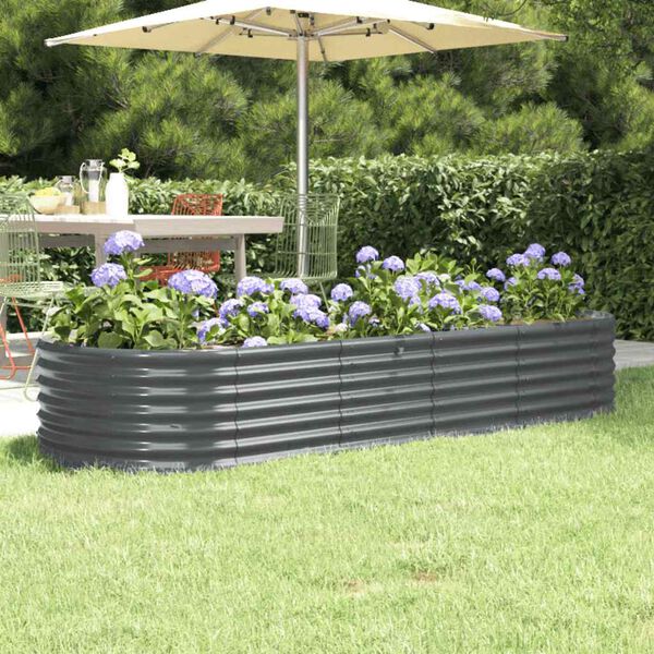 vidaXL Garden Raised Bed Anthracite Powder-Coated Steel