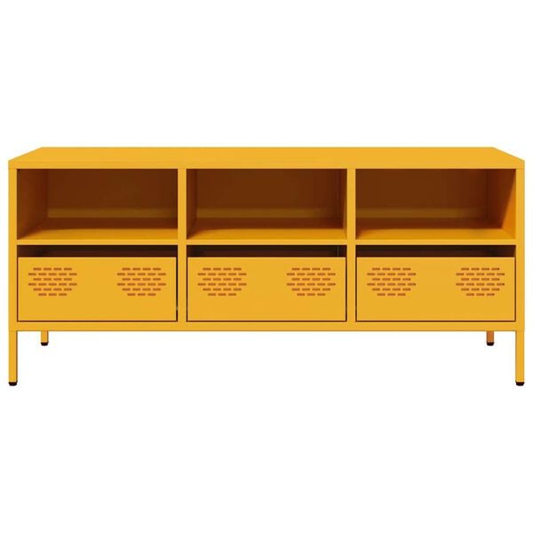 vidaXL TV Cabinet Mustard Yellow Cold-rolled Steel Medium TV Cabinet