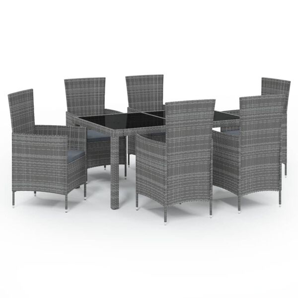 vidaXL Outdoor Dining Set Grey Poly rattan Large Durable