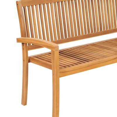 vidaXL Stacking Patio Bench with Cushion 62.6'' Solid Teak Wood