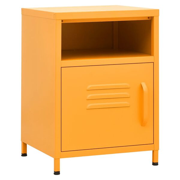 vidaXL Nightstand Set of 2 Mustard Yellow Steel 13.8x13.8x20.1 in