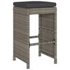 vidaXL Garden Bar Stool Set of 2 Grey PE Rattan 15.7 x 15.7 x 29.9 in