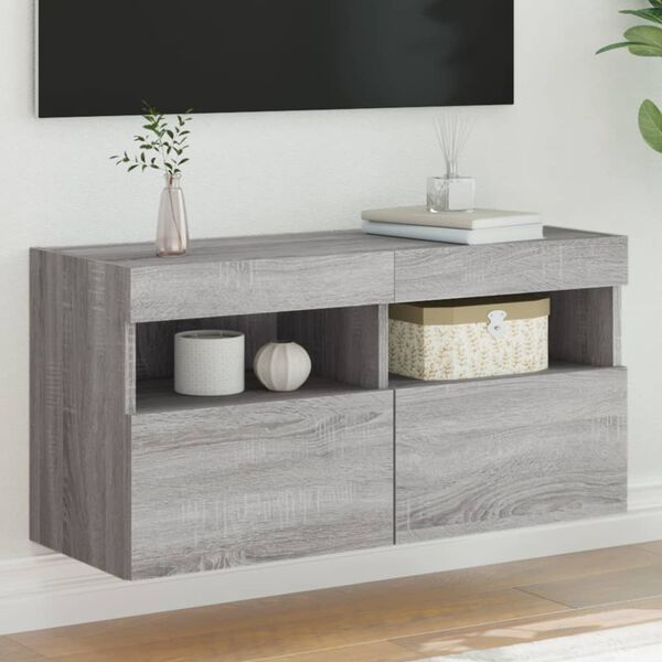 vidaXL TV Wall Cabinet Grey Sonoma Engineered Wood Medium