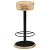vidaXL Bar Chair Light Brown, Black Solid Mango Wood, Powder-Coated Iron