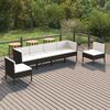 vidaXL Garden Lounge Set Black Poly Rattan Set of 6 Modular