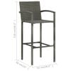 vidaXL Garden Bar Set Grey PE Rattan Medium Footrest Garden Bar Set