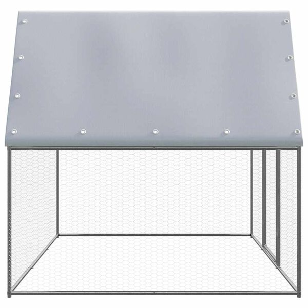 vidaXL Chicken Cage Silver and grey Galvanized steel, Polyethylene Large