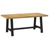 vidaXL Dining Table Natural Top, Black Legs Solid Pine Wood Large