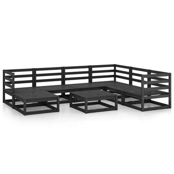 vidaXL Garden Lounge Set Black Solid Pine Wood Large Modular Rustic
