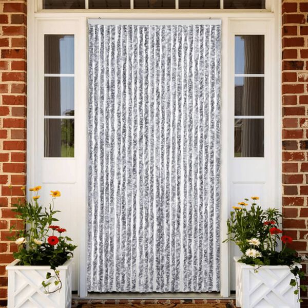 vidaXL Fly Curtain White and Grey 39.4x78.7" Chenille