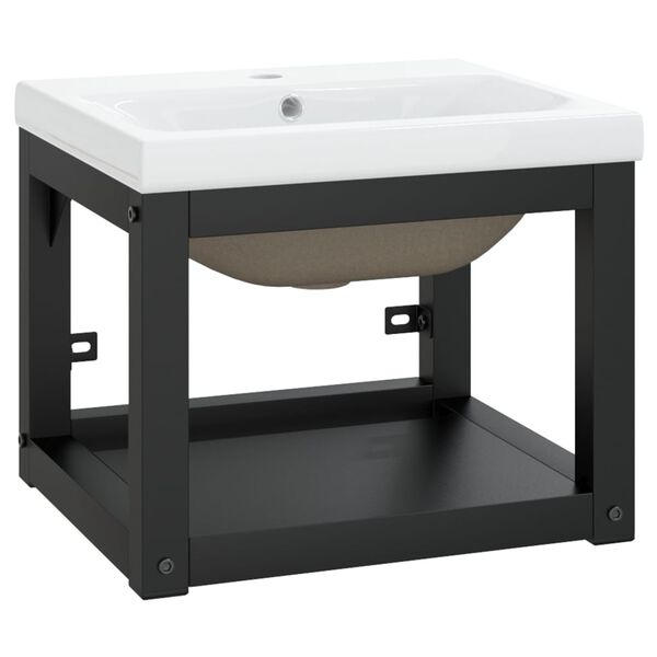 vidaXL Washbasin Frame With Basin Black and White