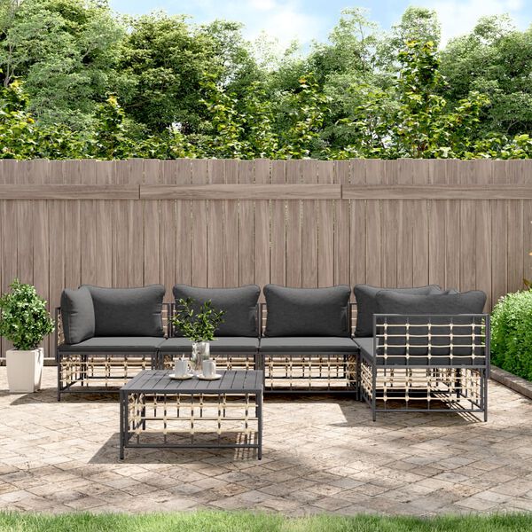 vidaXL Garden Lounge Set Anthracite Poly rattan Large Modular