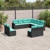 vidaXL 11 Piece Patio Sofa Set with Cushions Black Poly Rattan