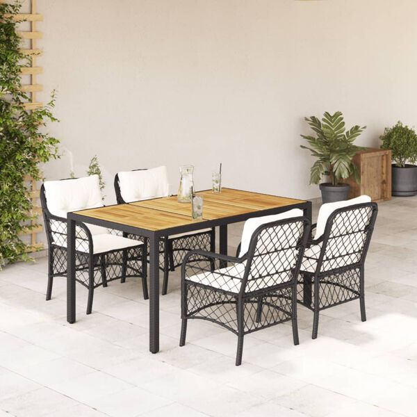 vidaXL Garden Dining Set Black and Cream