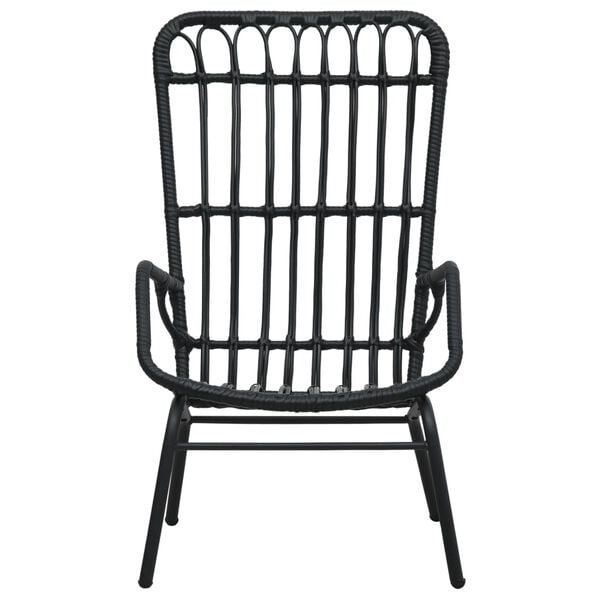 vidaXL Garden Chair Black Poly Rattan, Powder-Coated Steel Medium