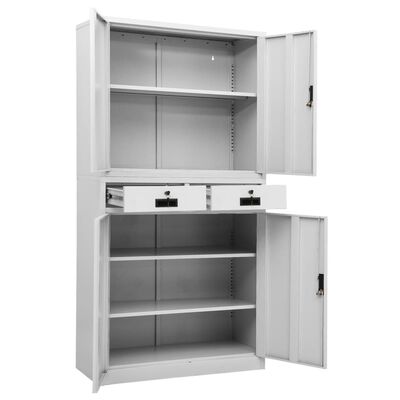vidaXL Office Cabinet Light Gray 35.4"x15.7"x70.9" Steel
