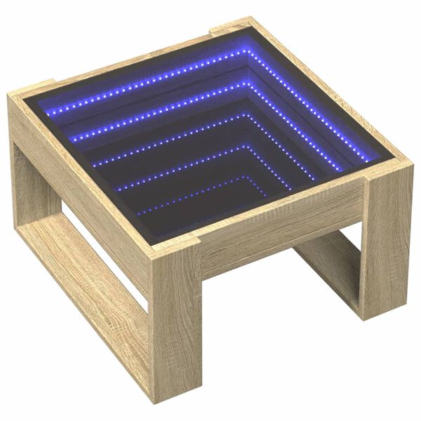 vidaXL Coffee Table Sonoma oak Engineered wood, glass Medium Lights