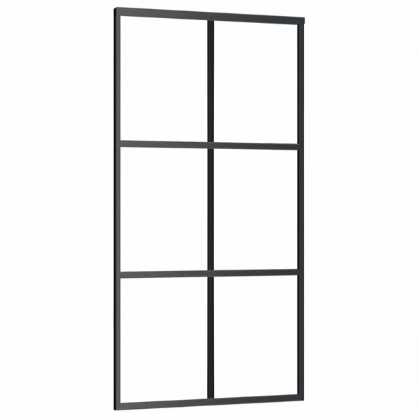 vidaXL Sliding Door ESG Glass and Aluminum 40.2"x80.7" Black