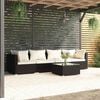 vidaXL Garden Lounge Set Black with cream cushions