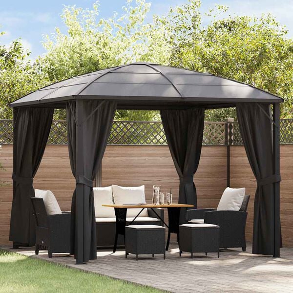 vidaXL Gazebo with Curtains 118.1x118.1x104.3" Anthracite