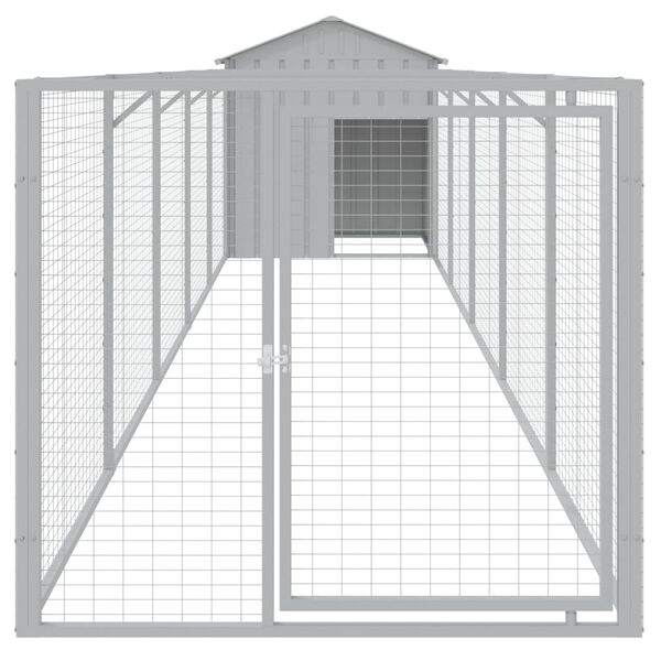 vidaXL Dog House Light Grey Galvanized Steel 46.1 x 240.2 x 48.4 in